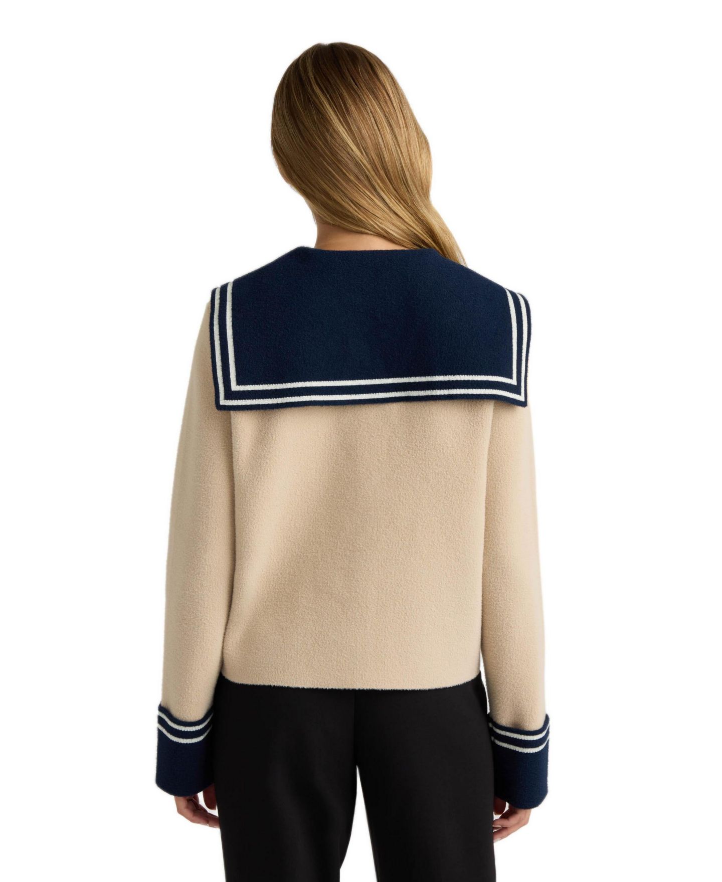 Женские куртки NVLT Sailor Collar Cropped Knit Coatigan, цвет: Светлый верблюжий — фото 2
