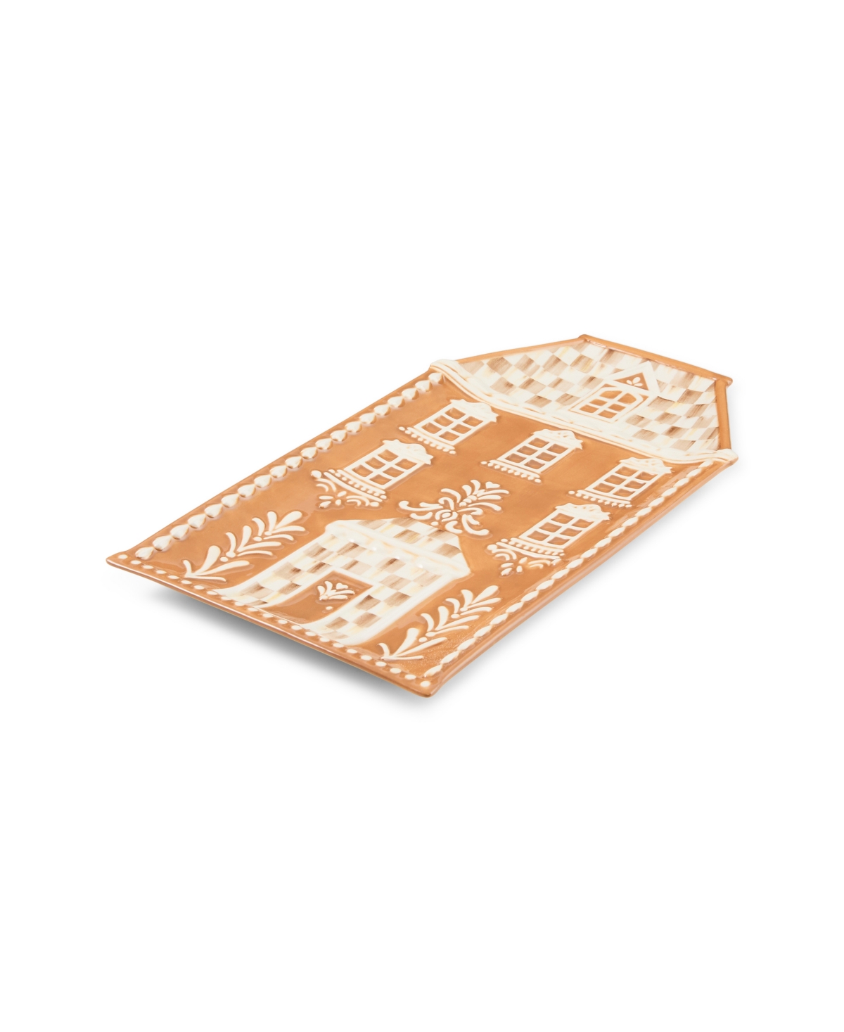 MacKenzie-Childs Mocha Check Gingerbread Serving Platter - Brown, White