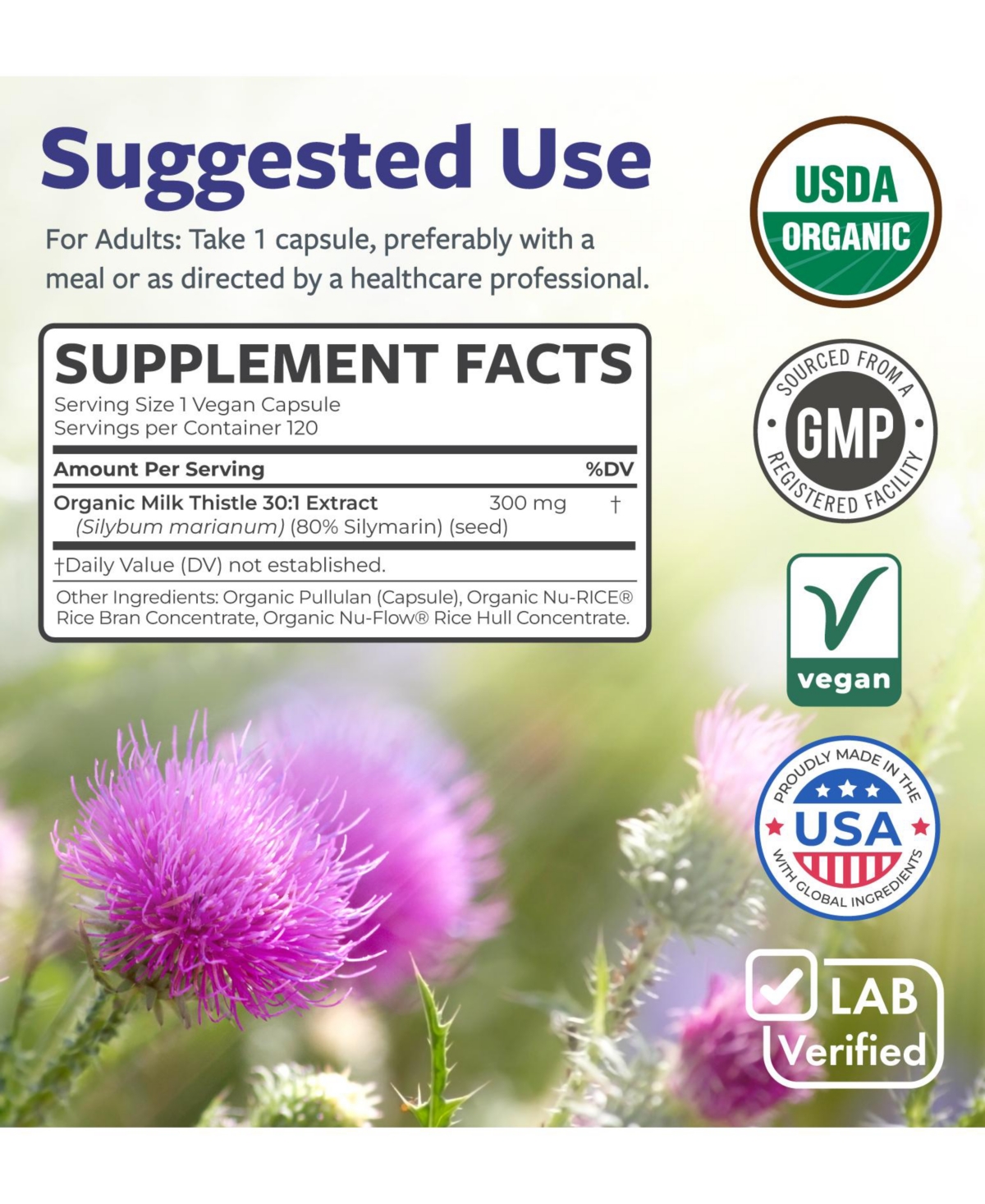 Pure Co Milk Thistle Extract Capsules, 30:1 Extract with 80 Percentage Silymarin, 300 Milligram, 120 Capsules