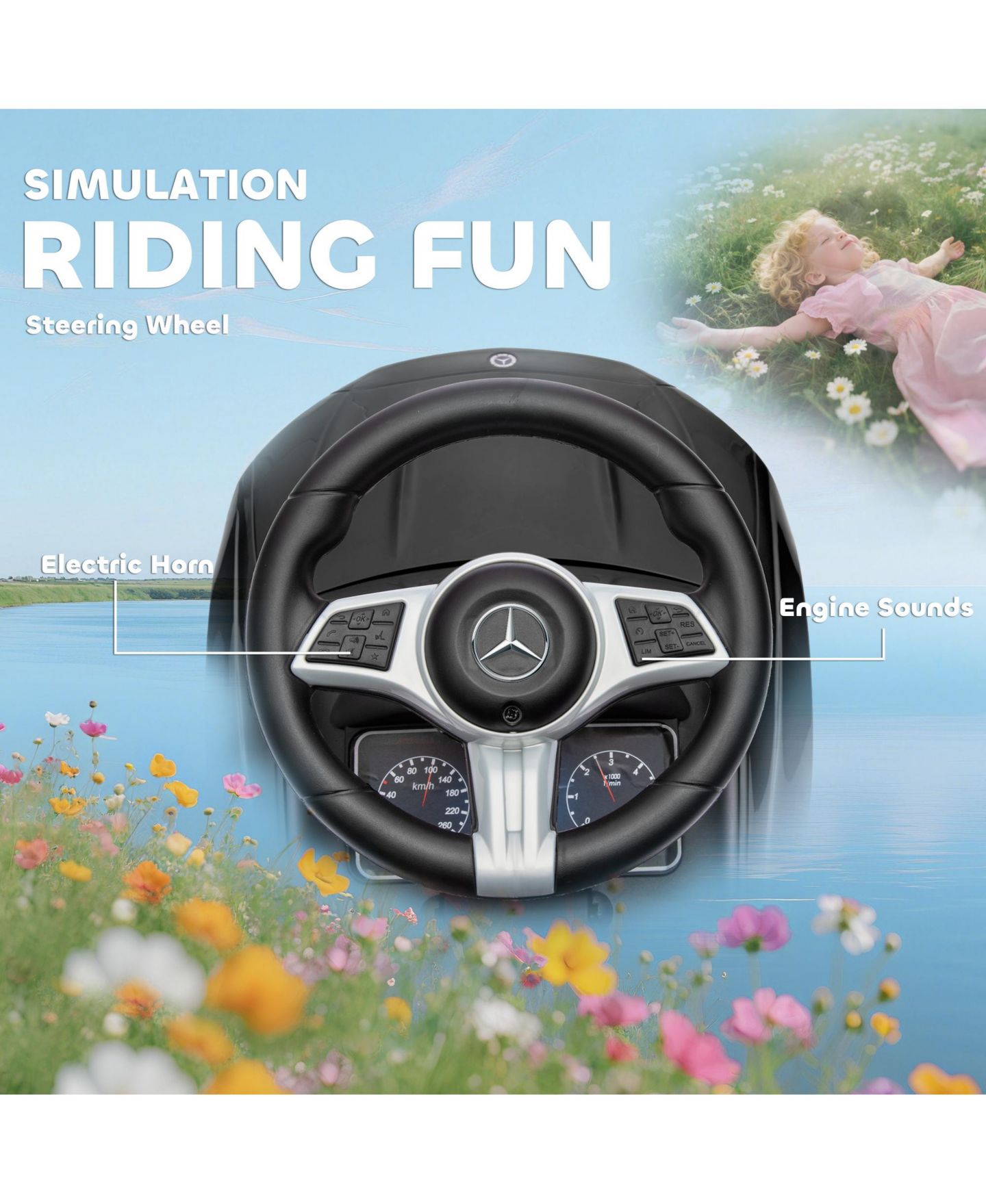 Детская игрушка Qaba Mercedes-Benz C-Class 2-in-1 Ride-On Car with Under-Seat Storage, 55 lbs, Ages 1.5-3, цвет: Чёрный — фото 7