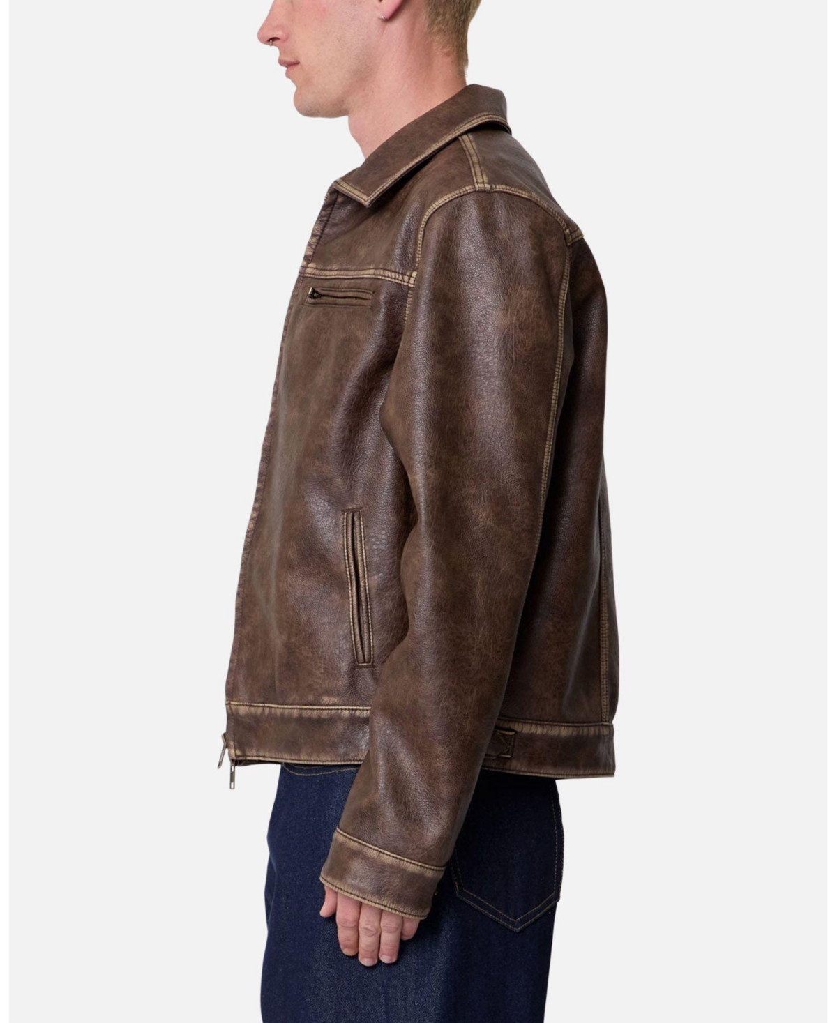 mnml Men's Washed Leather Jacket