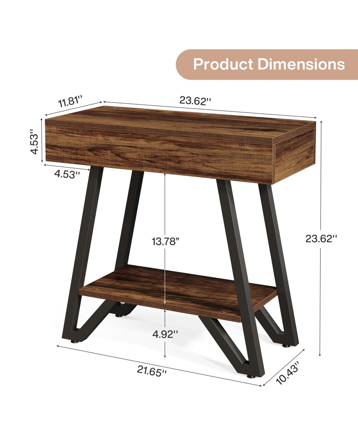 Tribesigns End Side Table, Narrow Couch Arm Side Table, Small Bedside
