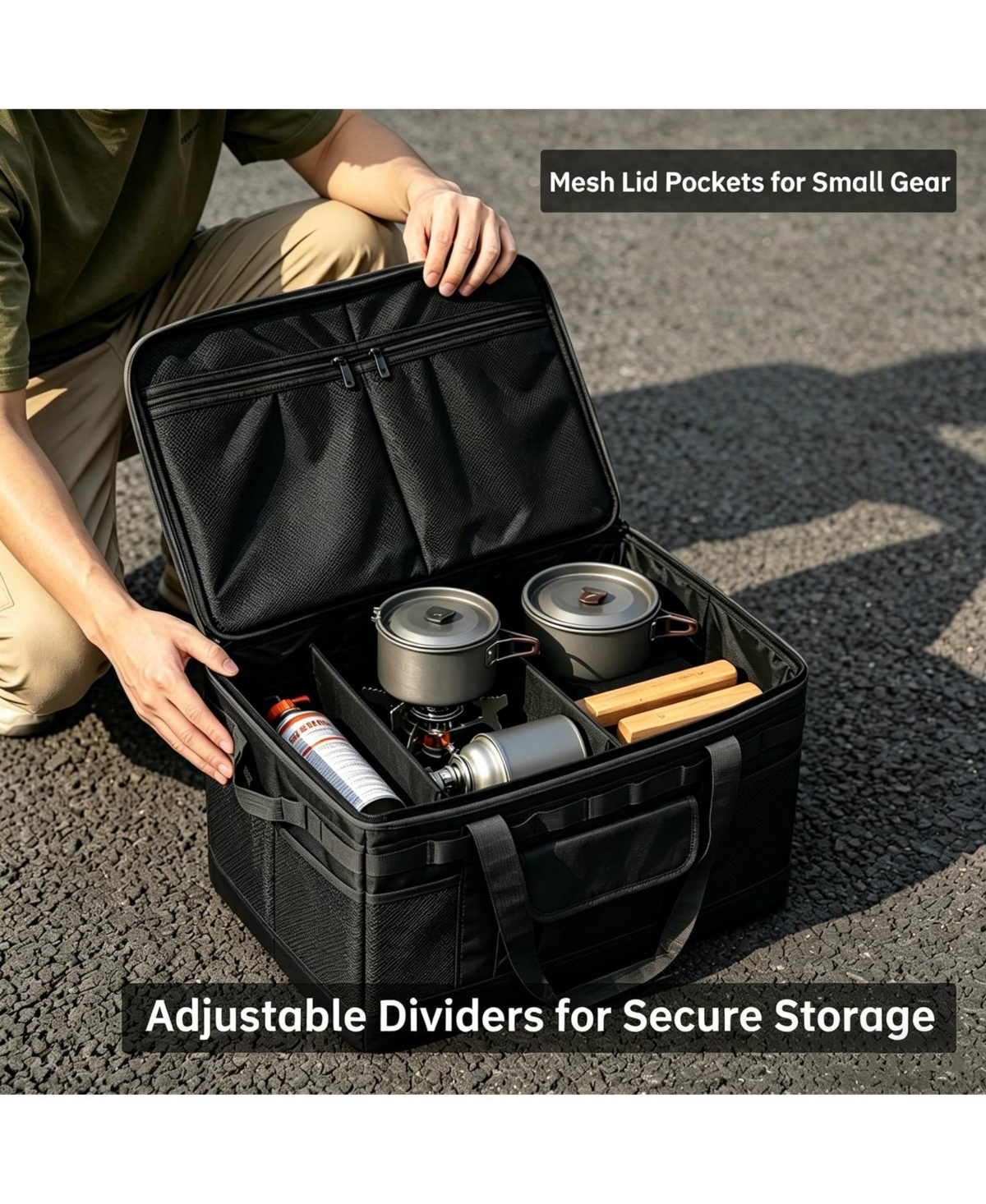 Piscifun Waterproof Foldable Camping Storage Bag Utility Tote With Axe Holder Outdoor Organizer For Hiking Picnic Bbq