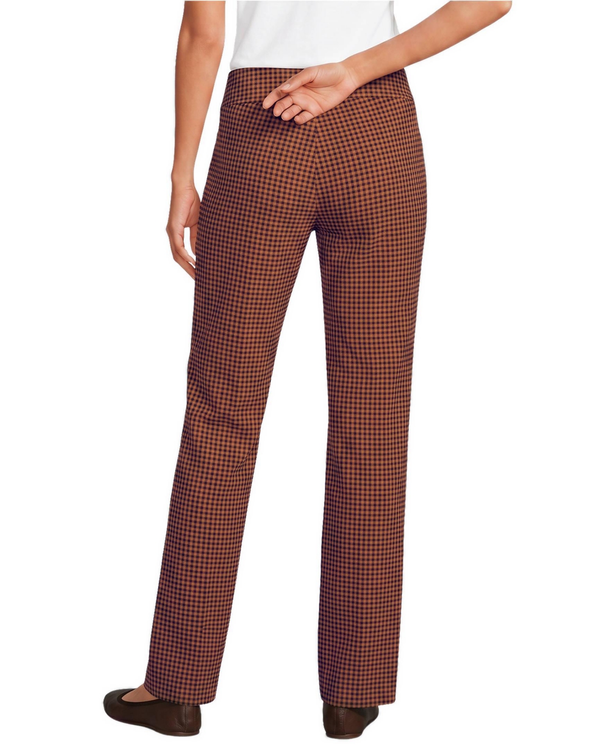 Lands' End Women's Starfish Mid Rise Straight Leg Elastic Waist Pull On Pants
