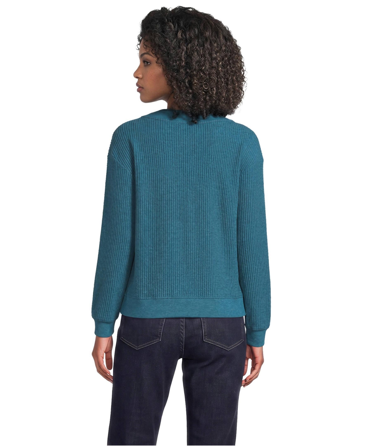 Lands' End Women's Long Sleeve Waffle V-neck Cardigan