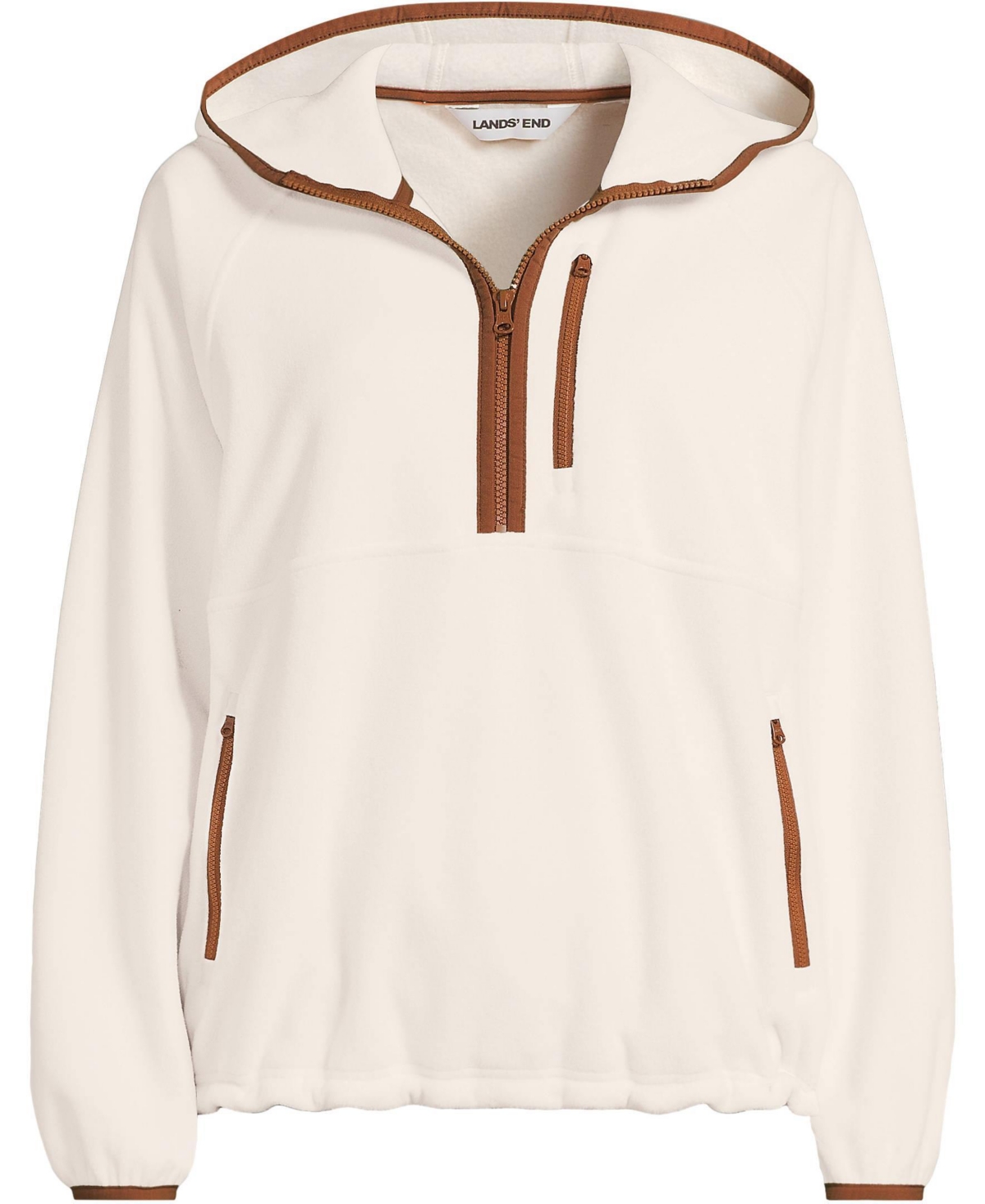 Lands' End Women's Anyweather RainDefense Hooded Half Zip Fleece Pullover