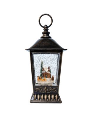 9.5" LED Santa In Town With Swirling Glitter Lantern