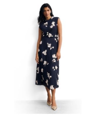 Women's Ischia Floral-Print Embroidered A-Line Midi Dress