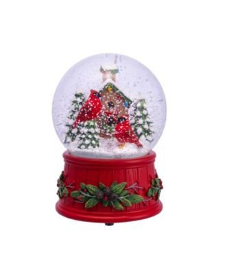 5.5" Wind-Up Musical Cardinals With Tree Water Globe