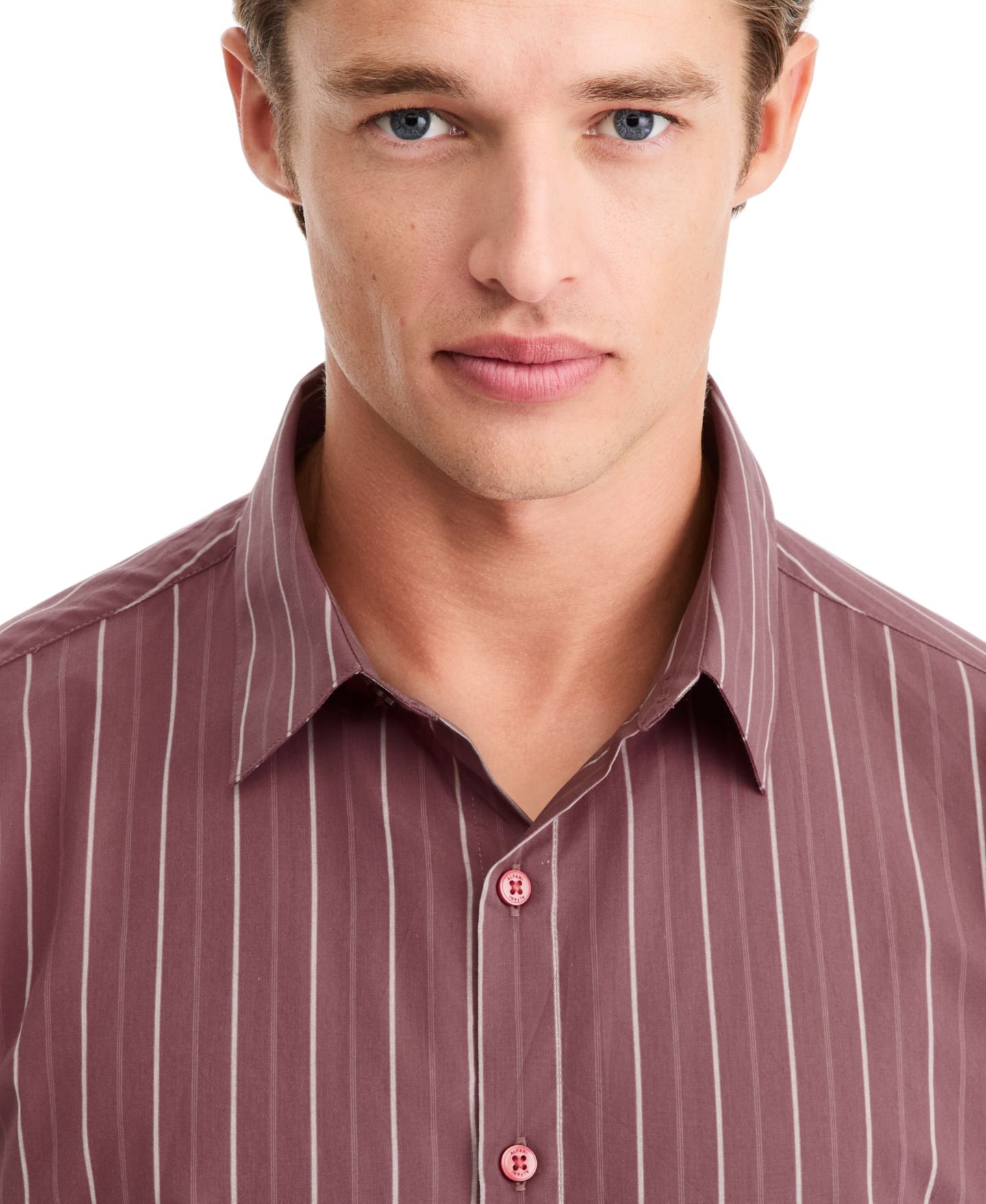 Мужская рубашка Alfani Long-Sleeve Stripe Regular-Fit Button-Down, цвет: Розовый коричневый — фото 3