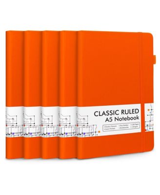 Hardcover Ruled Lined Journals Set with Pen Holder Retractable Pens School Business Supplies