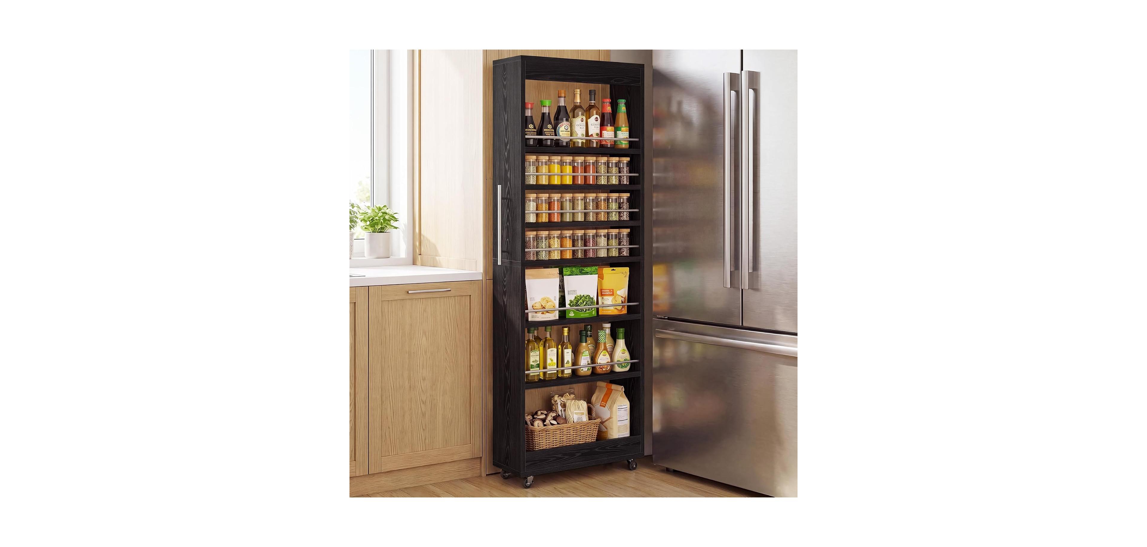 Tribesigns 73" Tall Slim Storage Cart on Wheels, 7-Tier Narrow Pantry Cabinet