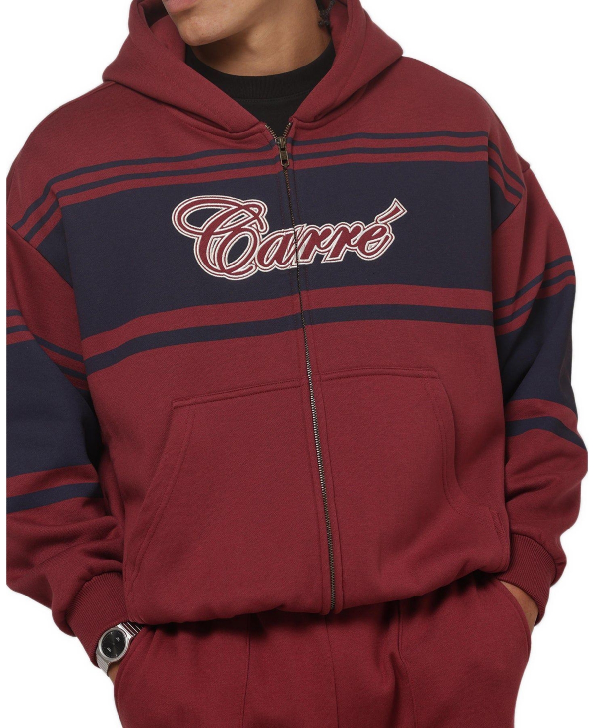 Carre Men's Varsity Stripe Oversized Full Zip Hoodie