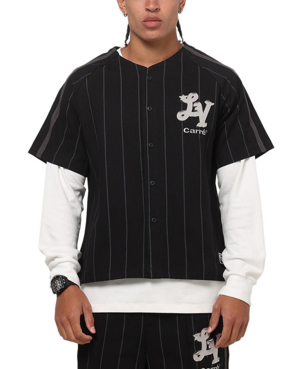 Carre Men's City Series Pinstriped V-Neck Short-Sleeve Jersey