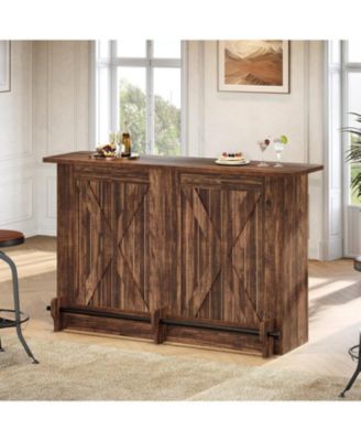 63" Kitchen Storage Island, 2-Tier Bar Cabinet, for Home Kitchen, Dining Room