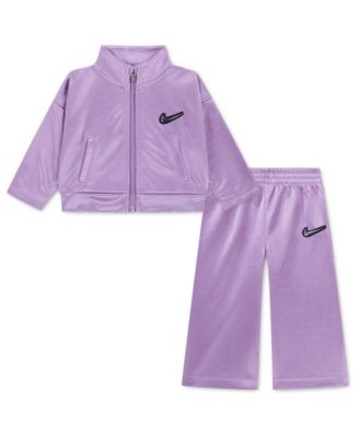 Baby Girls' Swoosh Sparkle Long-Sleeve Zip-Closure Elastic-Waist Track Jacket and Pants, 2-Piece Set