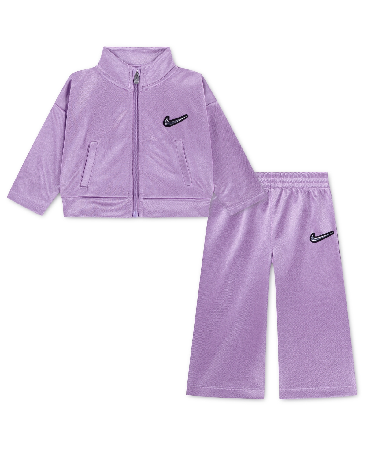 Nike Baby Girls' Swoosh Sparkle Long-Sleeve Zip-Closure Elastic-Waist Track Jacket and Pants, 2-Piece Set