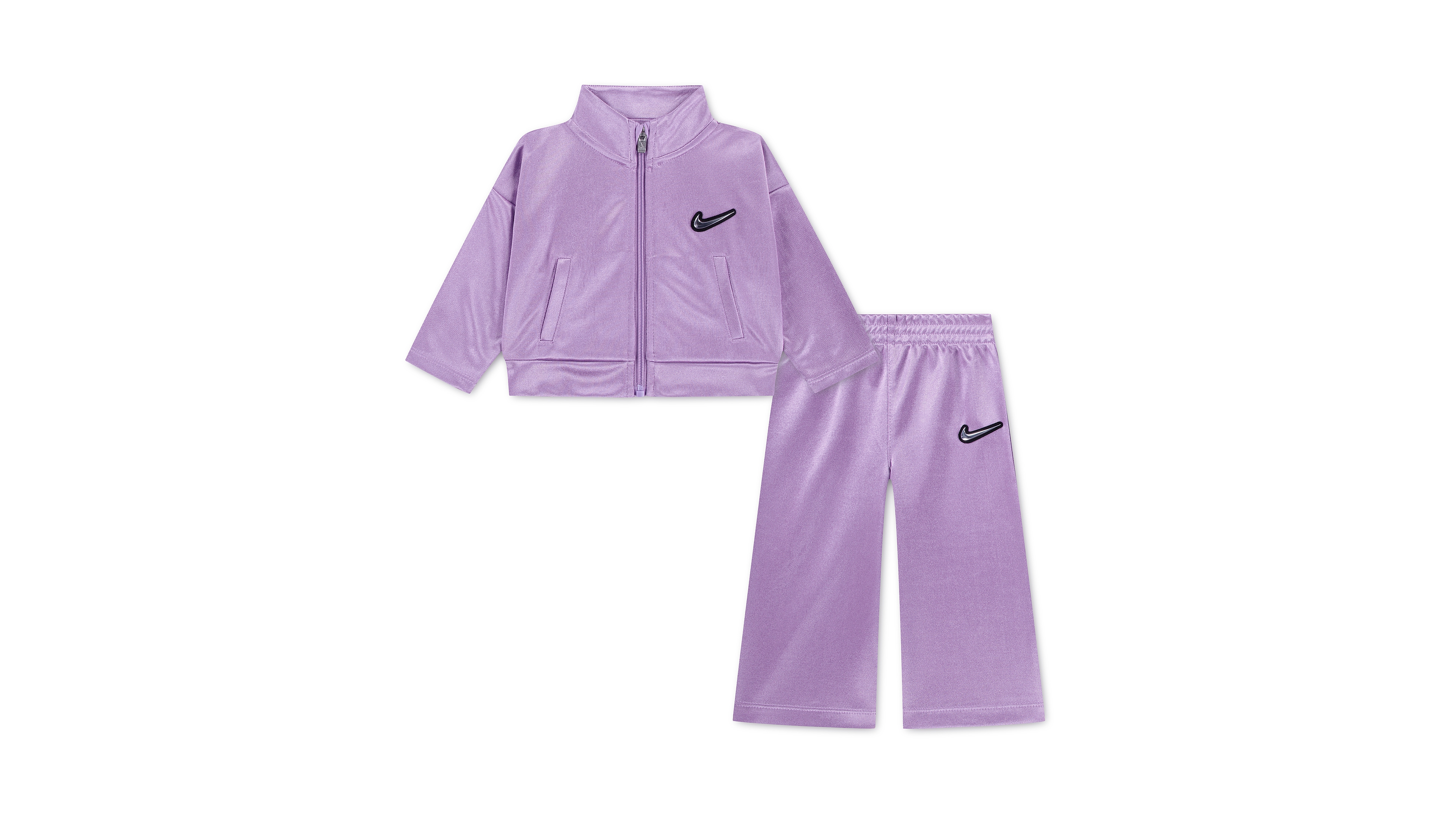 Nike Baby Girls' Swoosh Sparkle Long-Sleeve Zip-Closure Elastic-Waist Track Jacket and Pants, 2-Piece Set