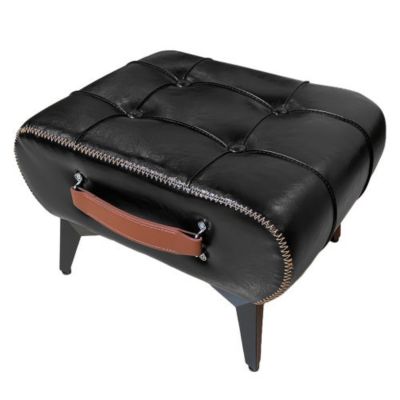 Rectangular Tufted Faux Leather Storage Ottoman with Handle and Metal Legs, Multiuse Footrest for Entryway and Small Apartment