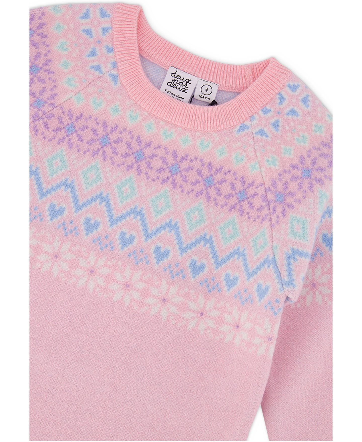 Платье Deux par Deux Après-Ski Fair Isle Knit Dress для девочек, цвет: Светлый розовый — фото 7