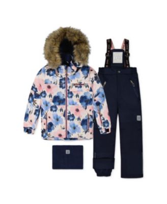 Girls' 4-16 Play Watercolor Flower Print Technical Jacket and Pants, 2-Piece Set