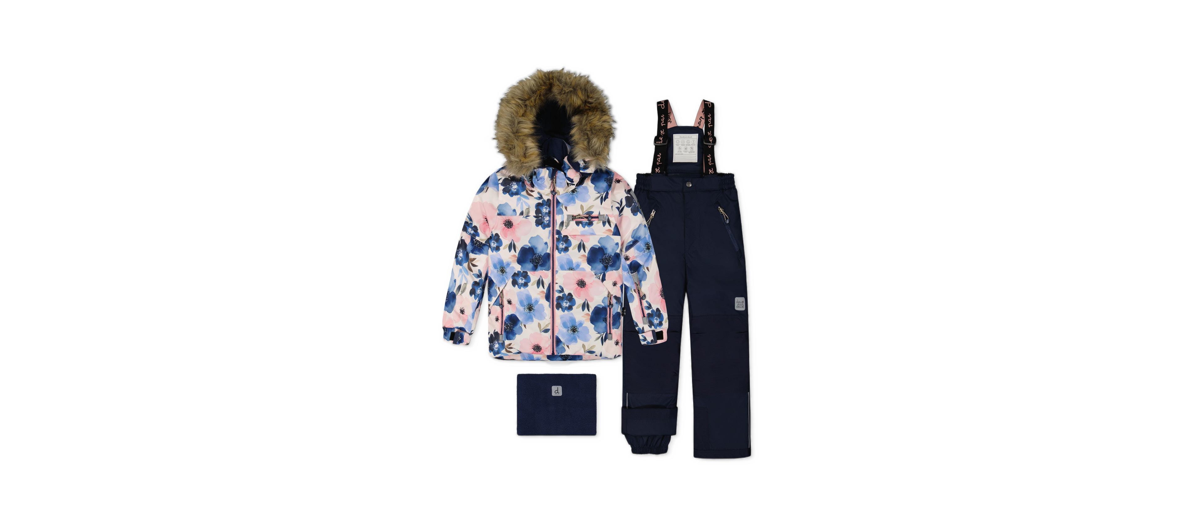 Deux par Girls' 4-16 Play Watercolor Flower Print Technical Jacket and Pants, 2-Piece Set