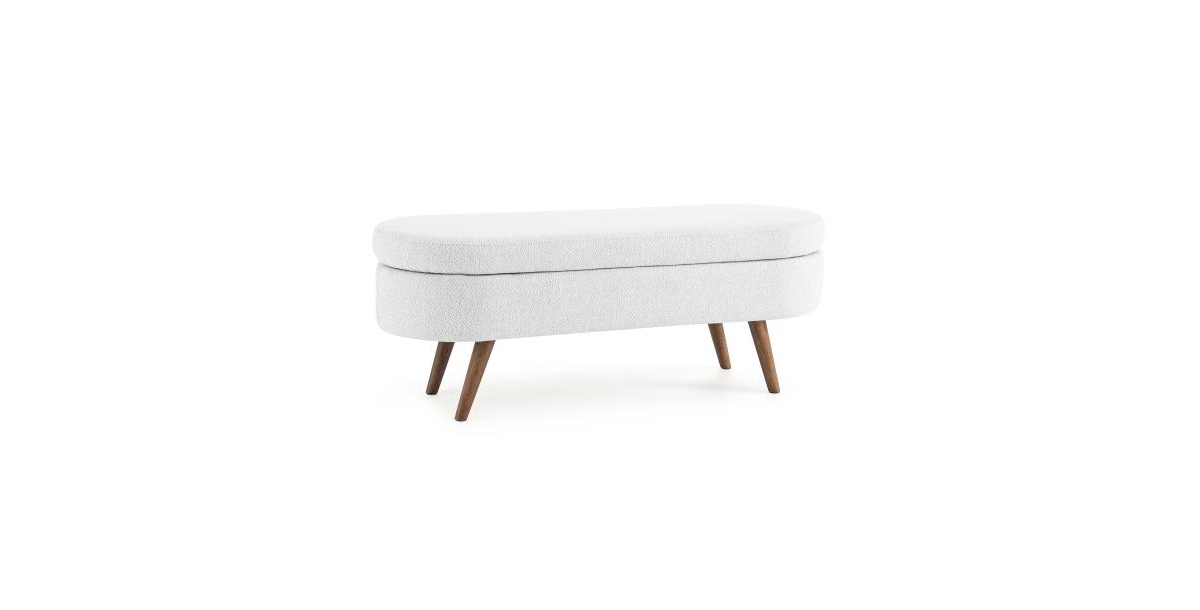 Flynama Pleated Oval Storage Bench with Rubber Wood Legs