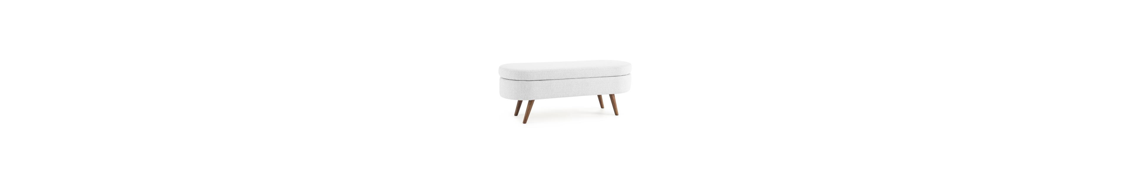 Flynama Pleated Oval Storage Bench with Rubber Wood Legs