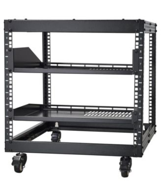 9U Open Frame Adjustable Depth Server Rack Compatible with Rack-Mount Equipment