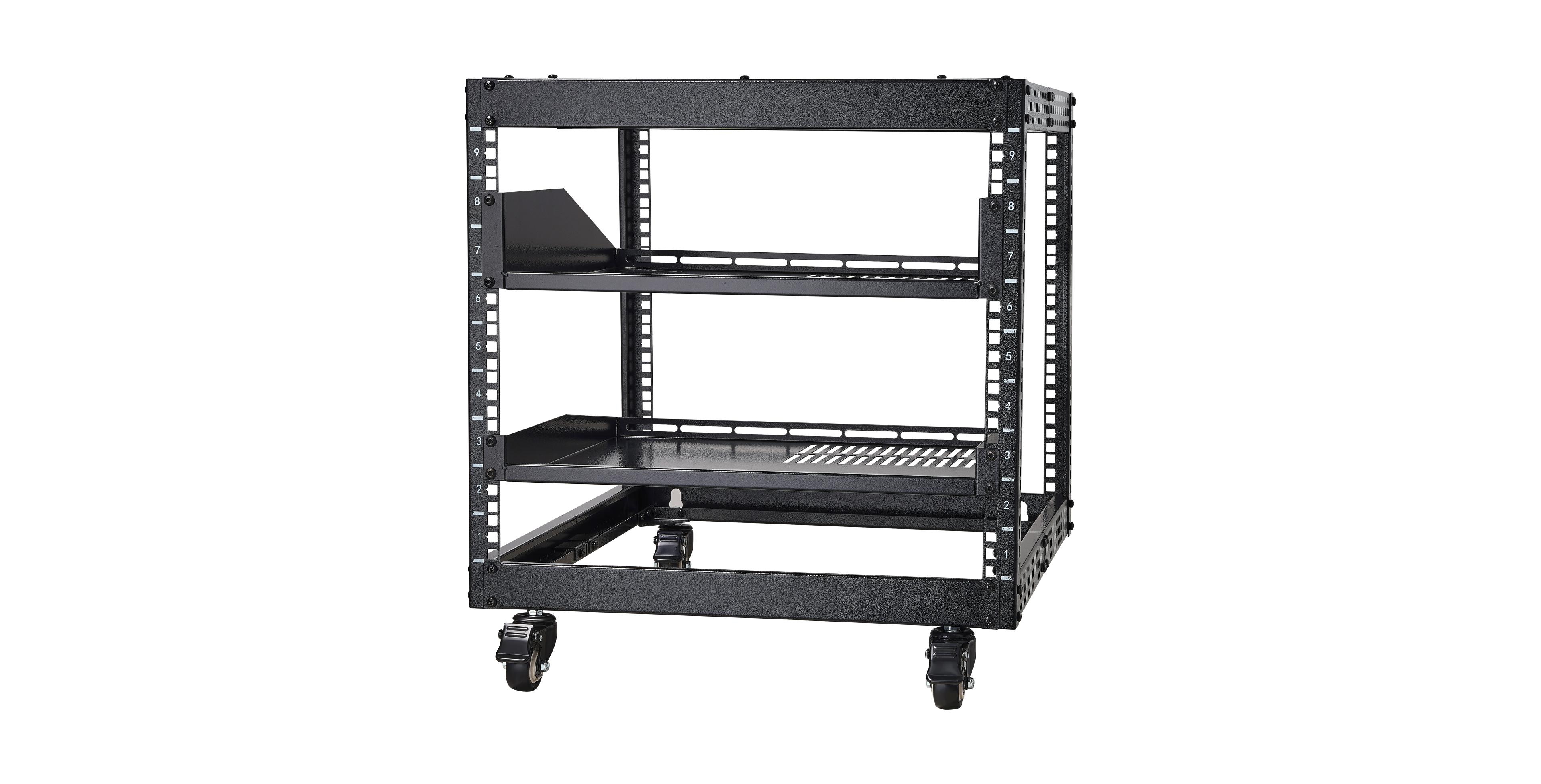 Bestcore 9U Open Frame Adjustable Depth Server Rack Compatible with Rack-Mount Equipment