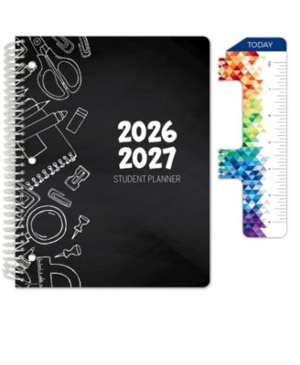 Middle High School Student Planner Dated Weekly Monthly Academic Block Format With Ruler Bookmark Stickers