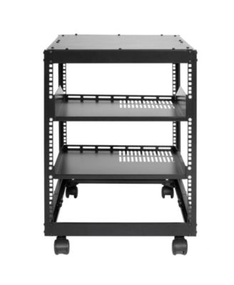 12U Adjustable Depth Open Frame Rolling Network Rack, 19 in Width