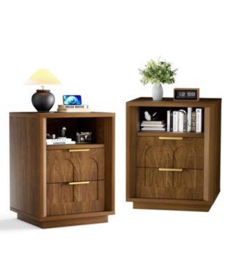 2-Pack Nightstands with Charging Station