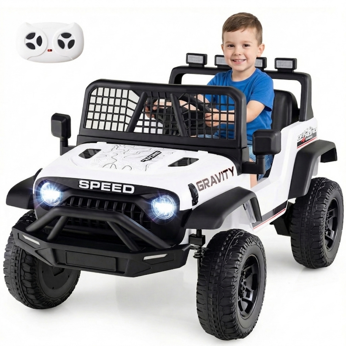 Sugift 24V Remote Control Electric Ride-On Car, 66 lb. Capacity, Ages 3+ - White  Black