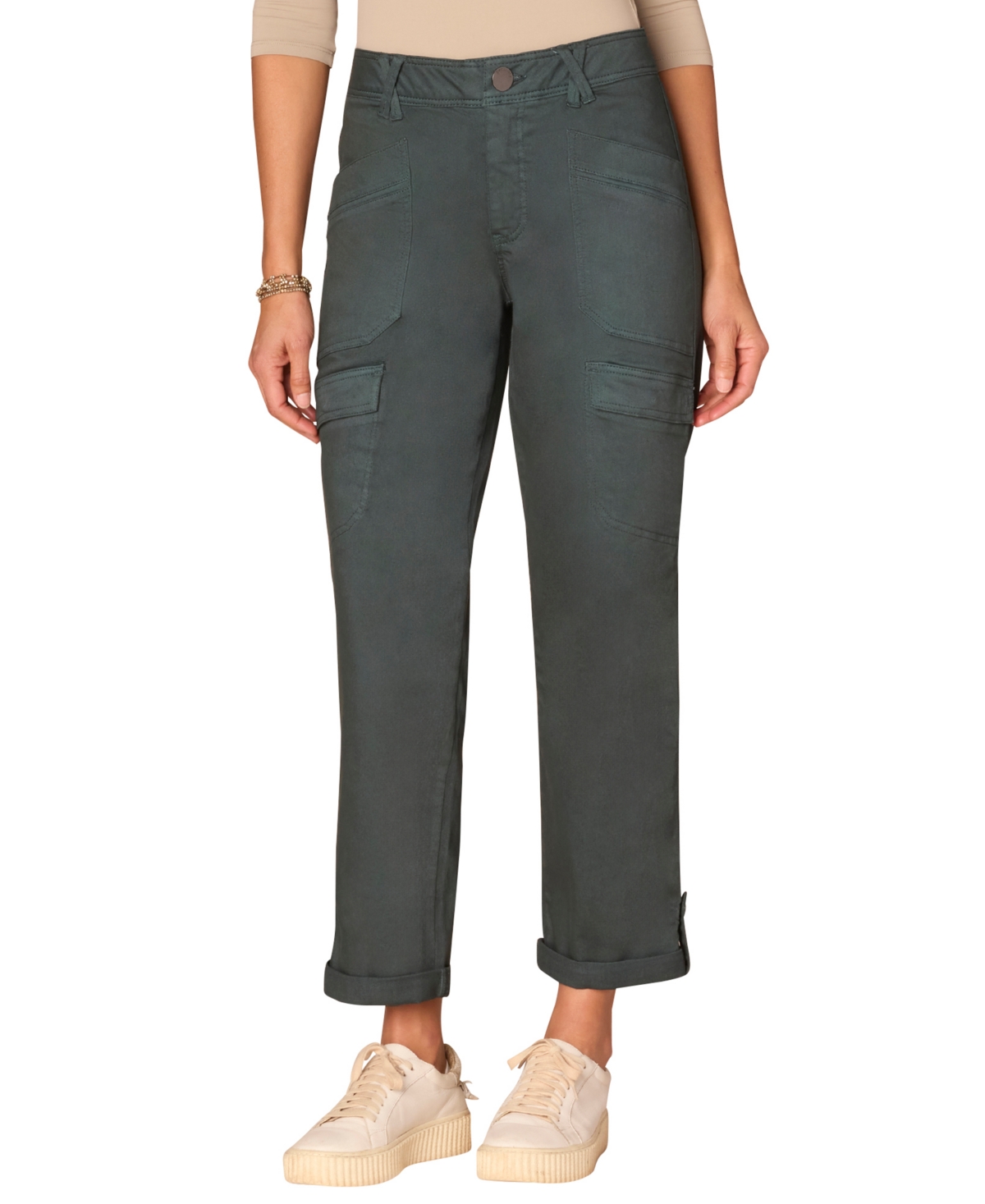 Democracy Women's "ab" Solution High-rise Roll-cuff Utility Pants In Gray