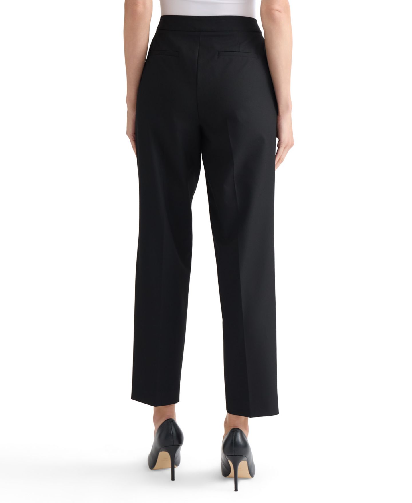 Женские брюки Kasper Machine Washable Mid-Rise Straight Leg Pants, Regular & Petite, цвет: Чёрный — фото 4