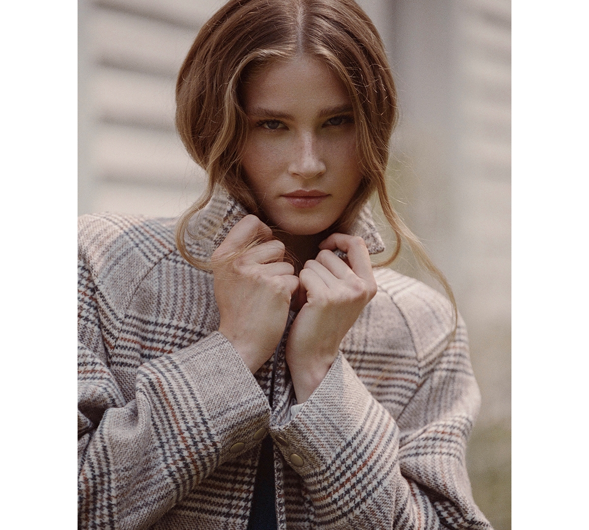 French Connection Women's Sutton Tailored Plaid Long Coat