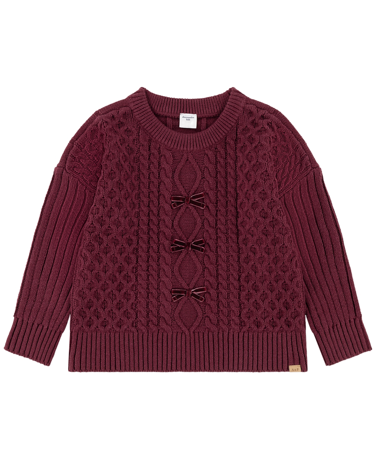 abercrombie kids Toddler Girls' 2T-5T Cable-Knit Oversized Bow-Front Cotton-Blend Sweater