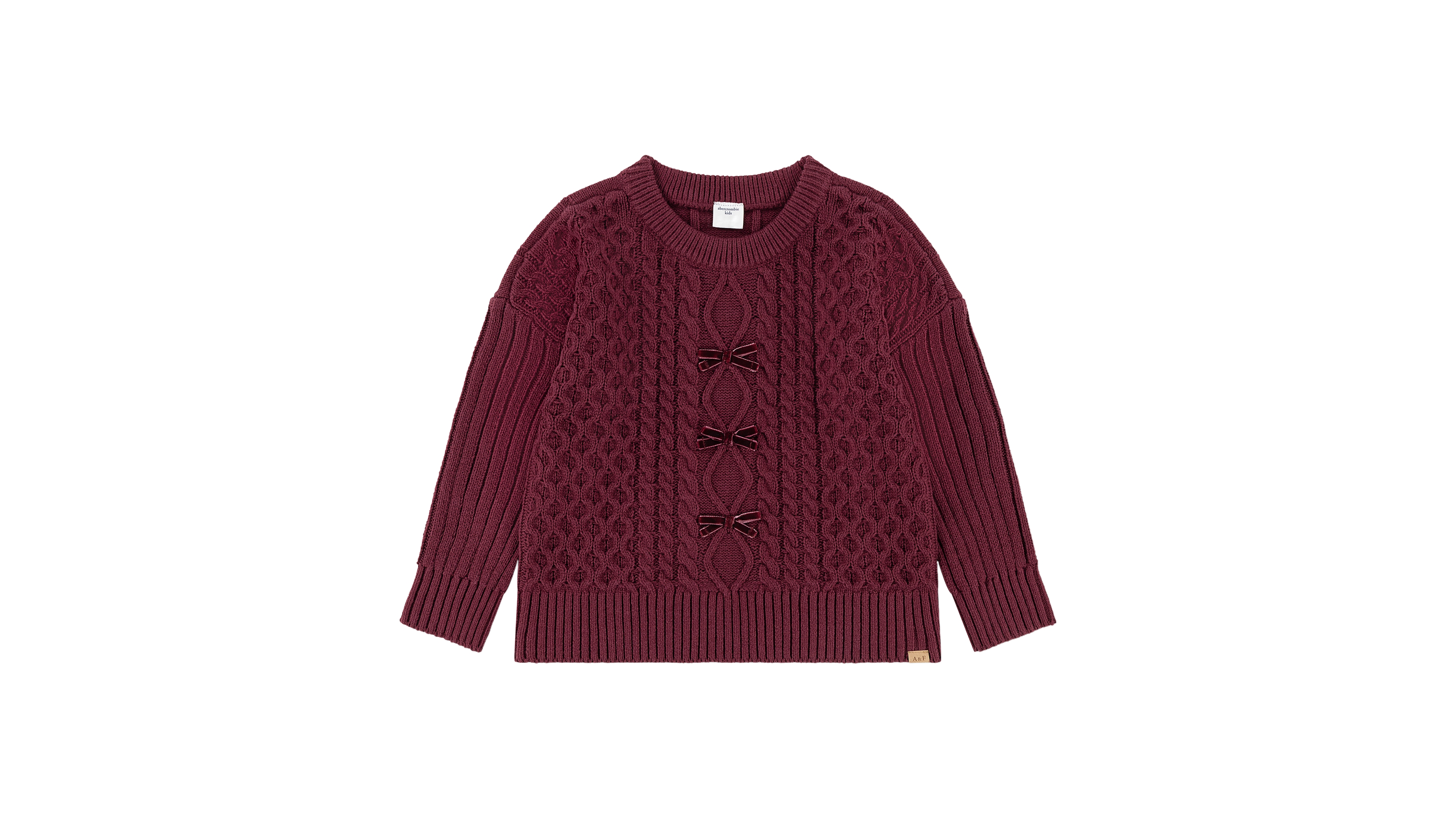 abercrombie kids Toddler Girls' 2T-5T Cable-Knit Oversized Bow-Front Cotton-Blend Sweater