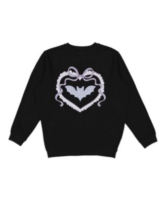 Girls' 4-16 Rhinestone Bat Patch Halloween Sweatshirt