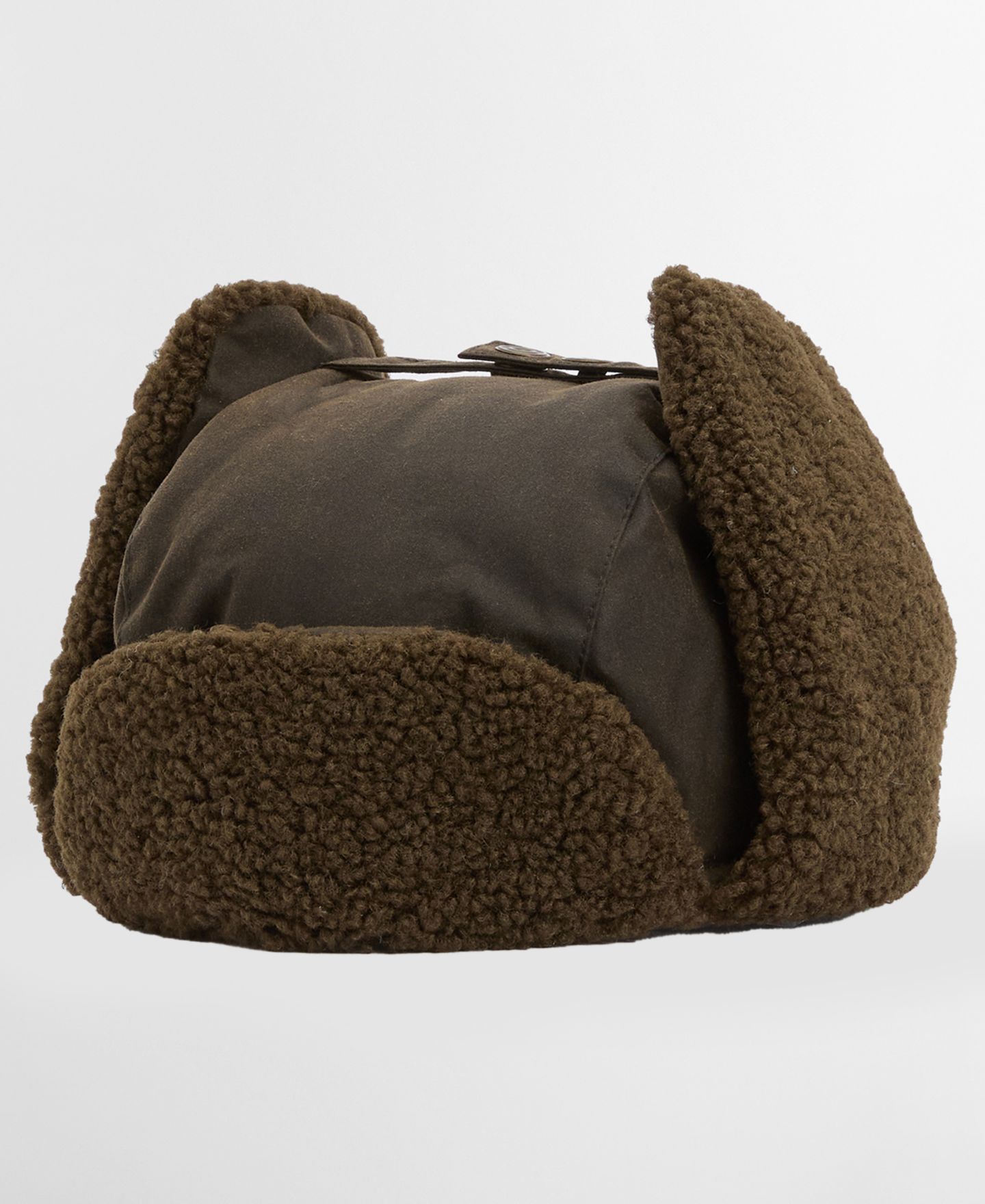 Мужской головной убор Barbour Waxed-Cotton Fleece-Lined Morar Trapper Hat, цвет: Оливковый — фото 3