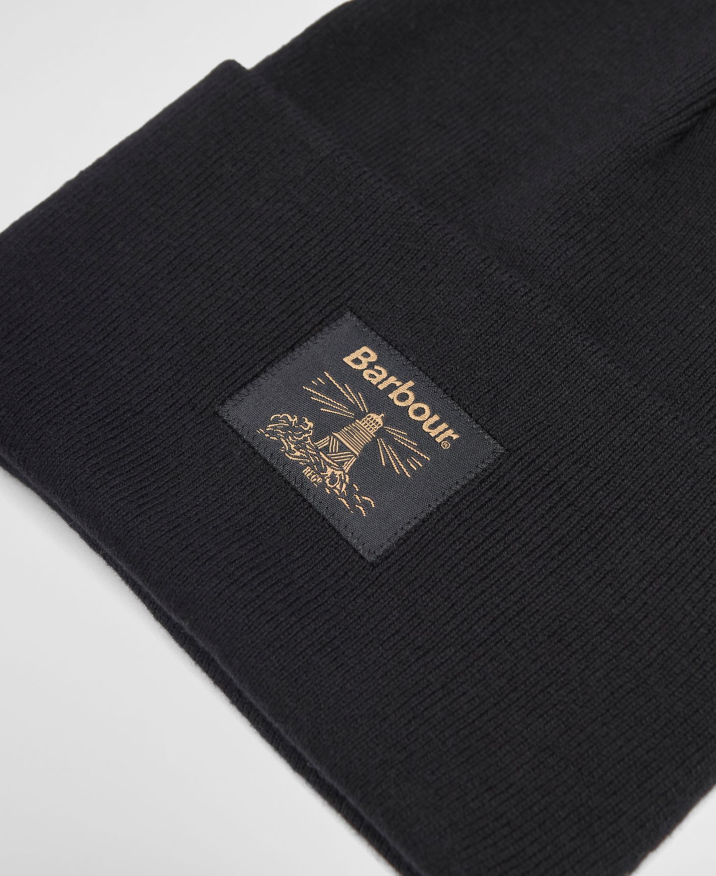 Мужская шапка Barbour Rib-Knit Double-Layer Beanie, цвет: Чёрный — фото 3
