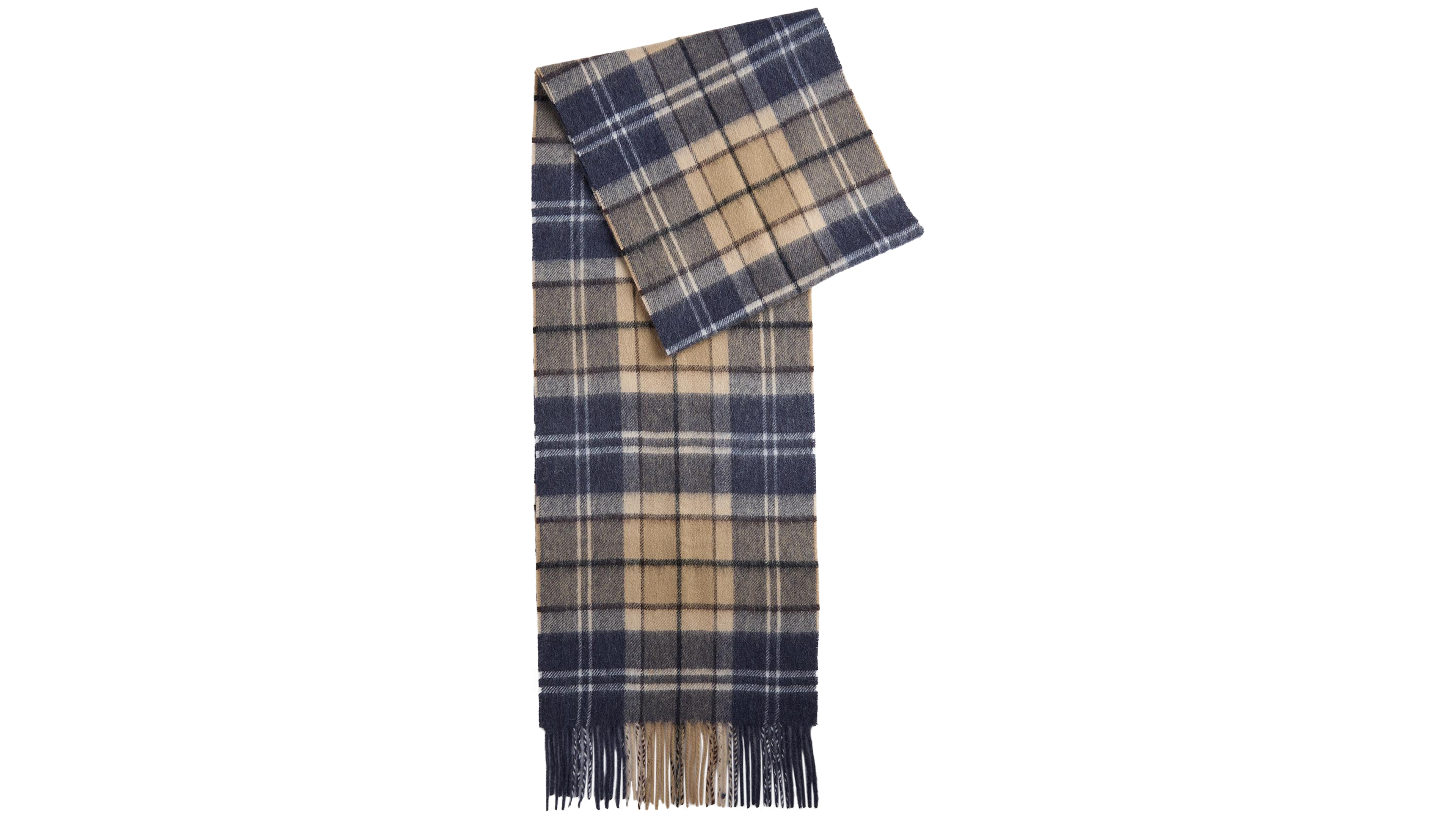 Barbour Tartan Tasselled Wool-Cashmere Blend Wrap Scarf