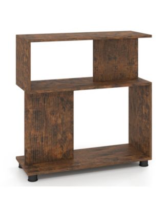 3-Tier S-Shaped Bookshelf with Adjustable Feet and Reversible Design