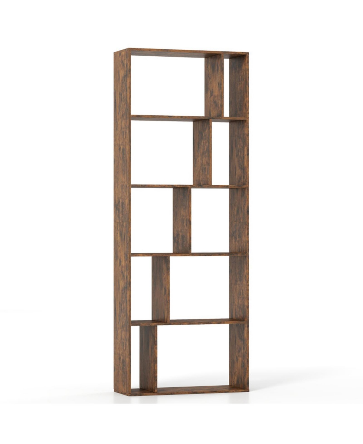 Gouun 65 Inch 5-Tier Bookshelf with 10 Open Back Cubes and Anti-Tipping Kits - Brown
