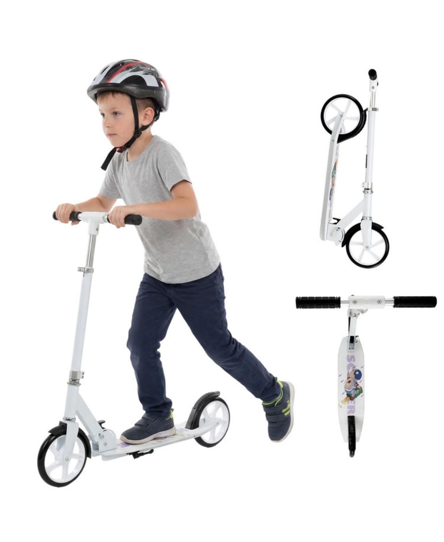 Детская игрушка SUGIFT Folding Aluminum Kick Scooter with Adjustable Height, 220 lb Capacity, Ages 8+, цвет: Белый — фото 10