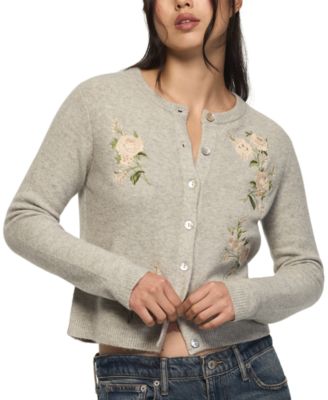 Women's Lucky Cloud Embroidered Floral Cropped Cardigan
