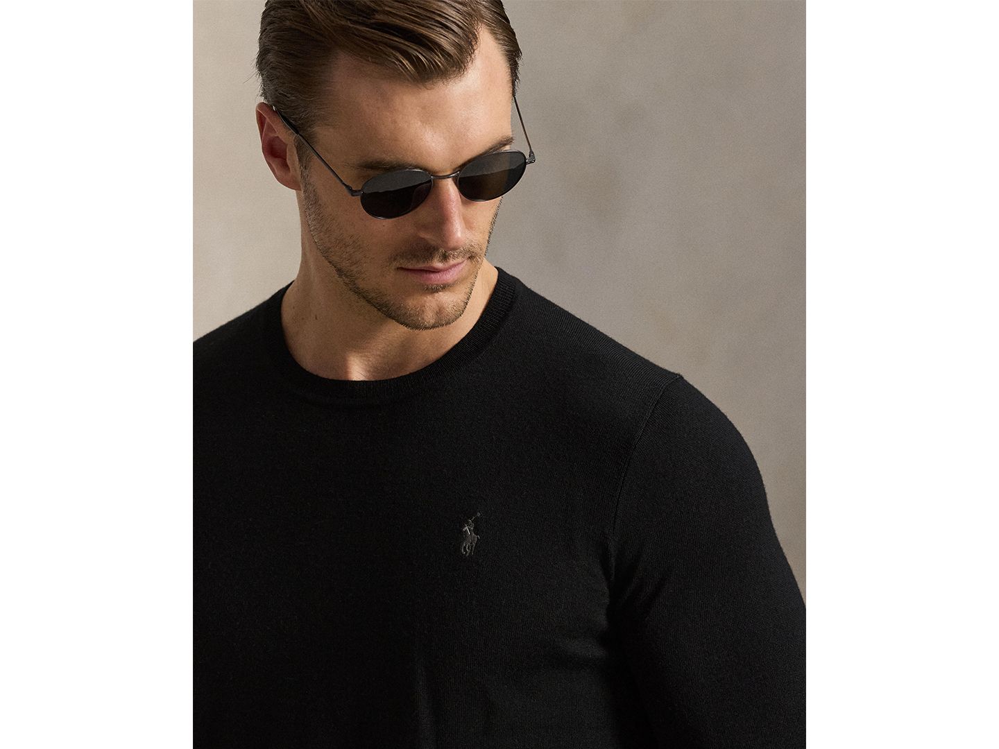 Мужской свитер Polo Ralph Lauren Big & Tall Regular-Fit Wool Crewneck, цвет: Чёрный — фото 3