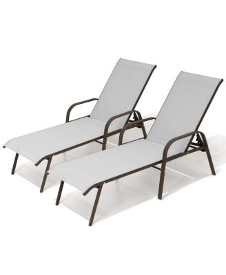 2/4 Pieces Outdoor Adjustable Patio Chaise Lounge Chairs