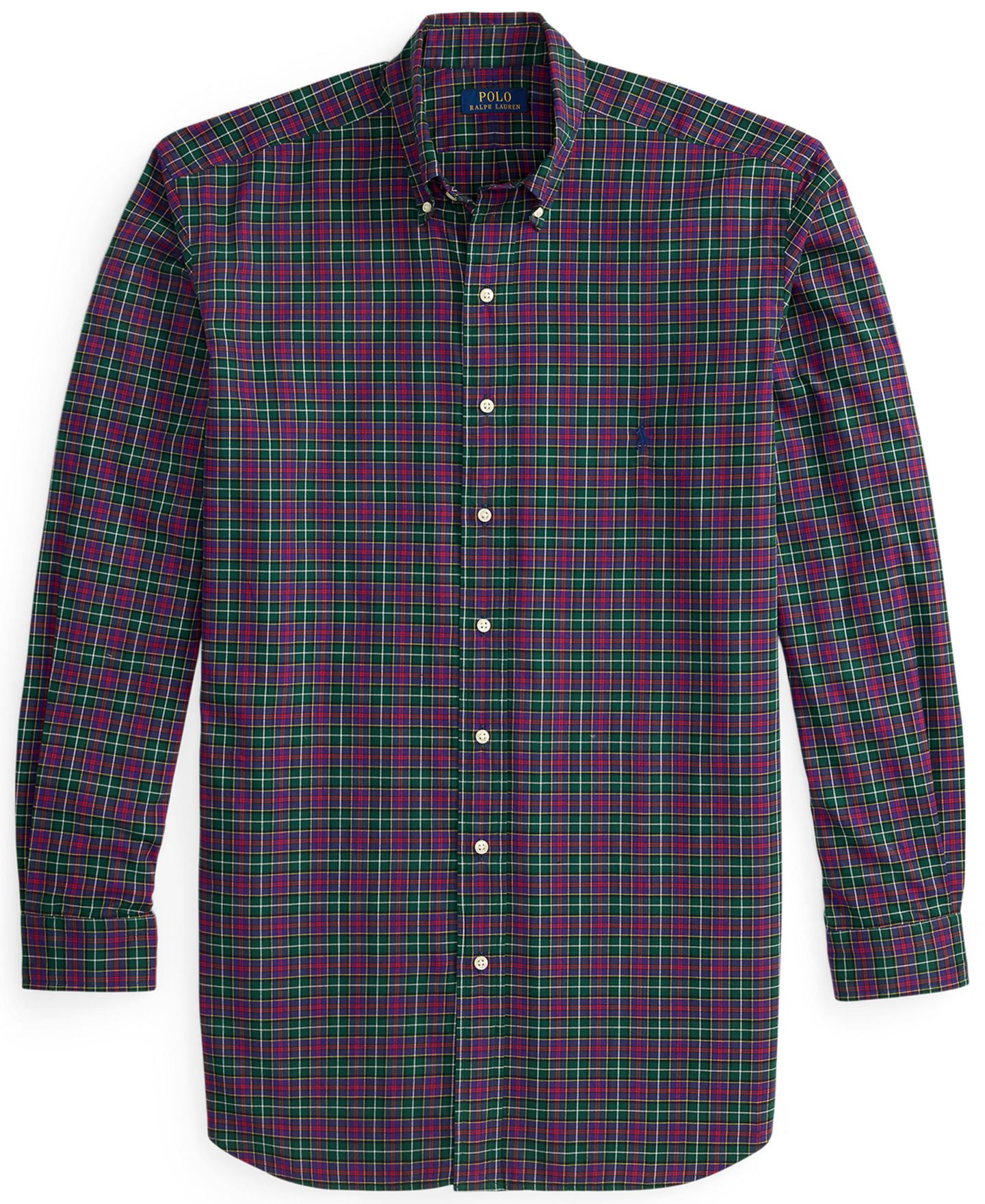 Мужская рубашка Polo Ralph Lauren Big & Tall Cotton Twill, цвет: Мох фиолетовый — фото 5